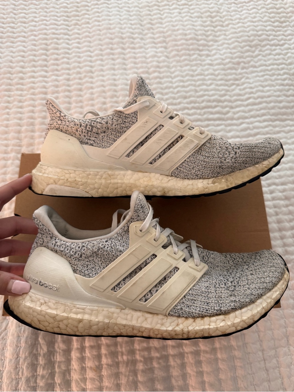 Adidas gray and white Ultraboost 4.0 Non-Dyed Sneakers- Size 9.5
